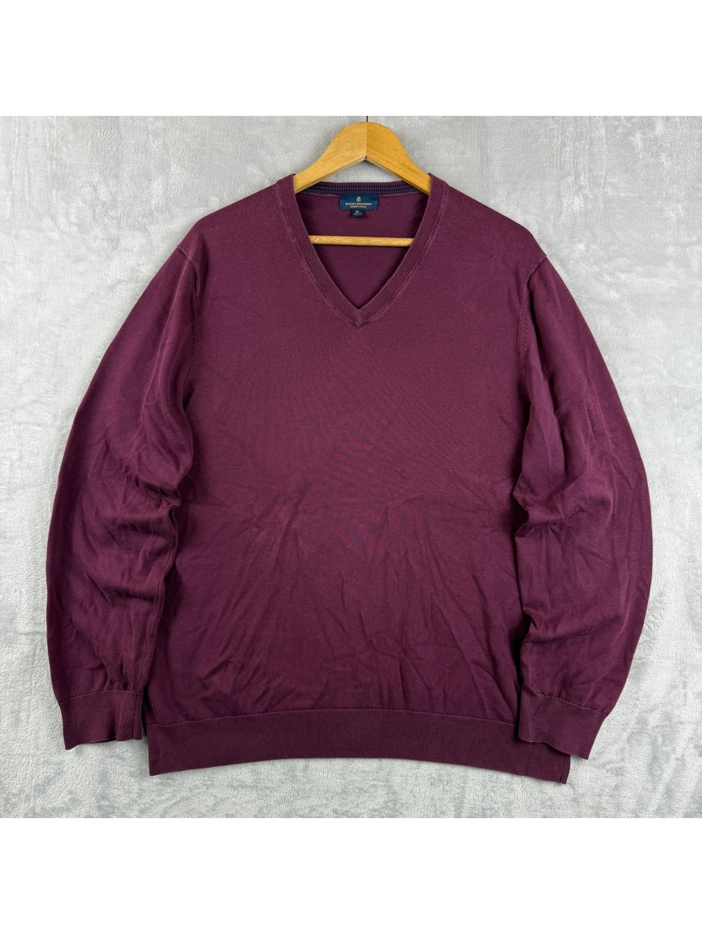 Brooks Brothers Men’s XL Burgundy Supima Cotton V-Neck Sweater Pullover Preppy